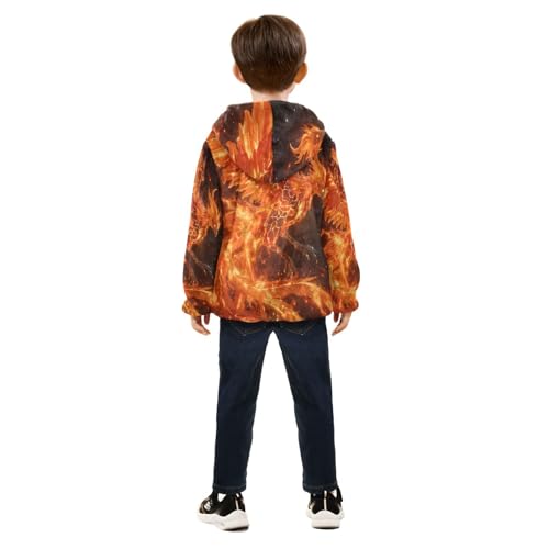 Phoenix Rising in Fiery Splendor Toddler Fleece Jacket Girl Boys Hooded Fleece Jacket Coat Warm Outwear Zip-up 3-10T4