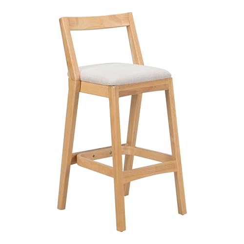 Christopher Knight Home Yone Counter Height Bar Stools Set of 2, Comfy Fabric Upholstered Bar Stool for Kitchen Island, Wooden Dining Room Chair, Barstools with Footrest/Backrest, Beige + Natural by Christopher Knight Home - Image 6