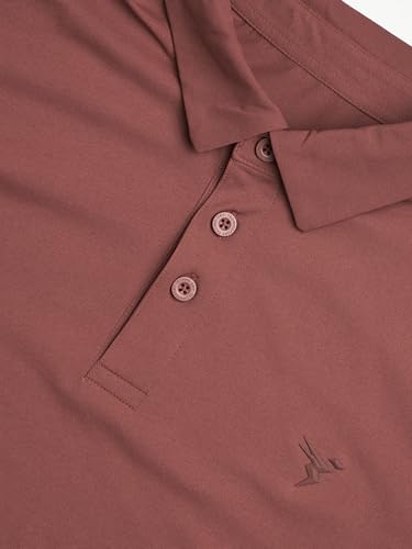 Image of TECHNOSPORT Men's Solid Slim Fit Polo Collar T-Shirt COTFLEX Half Sleeve Button Polyester for Gym Running Workout UPF50+ Anti Odour