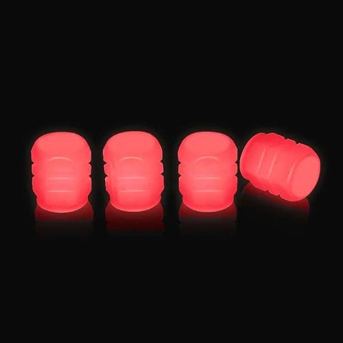 4PCS Night Glow Luminous Wheels Cap Tire Valve Stem for Car, Air Caps Cover Fluorescent, Illuminated Auto Car Wheel Valve Stem Caps Cover for Car, SUV, Motorcycles, Truck, Vehicle (Red)