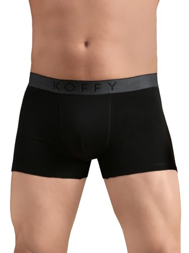 Image of KOFFY Men's Stretchable Cotton Lycra Long Trunk with C-Type Front Open | Wrinkle-Free | Ultra-Soft Elastic