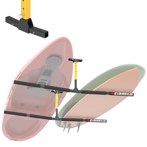 Geimrsy Adjustable Kayak Ceiling Storage Rack | Heavy-Duty 200 LBS Capacity | Ladder Ceiling Rack System w/Safety Latch, Garage Mount Hanger for Ladder, Kayak, Paddle Board, SUP, Snowboard, 2 Pack