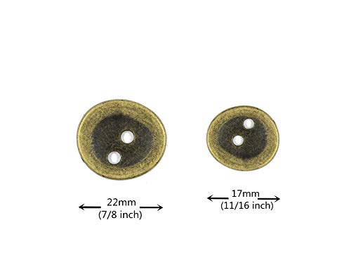 Bezelry Asymmetrical Oval Antique Brass Metal Blazer Button Set. 6 Pcs Of 22Mm, 8 Pcs Of 17Mm #TOP1