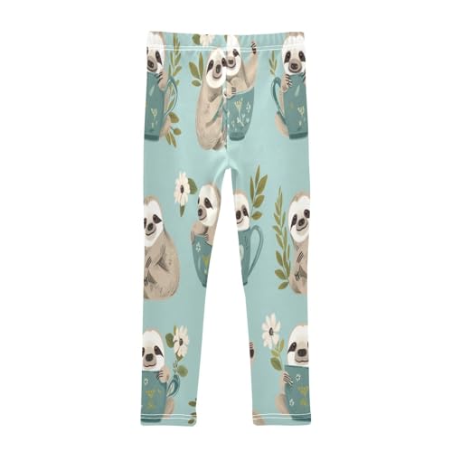 Bolaz Toddler Girls Leggings Printed Yoga Pants Leggings Green Cup Sloth for Kids2