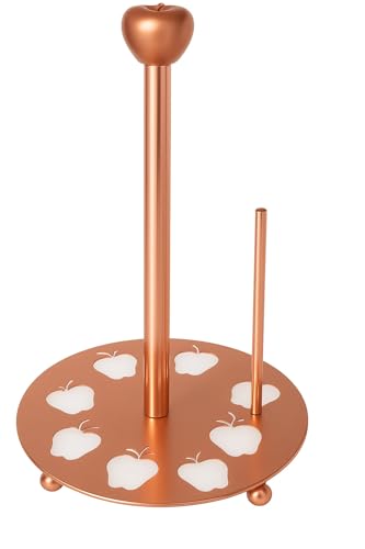 Creative Home Heavy Duty Metal Paper Holder Kitchen Towel Dispenser with Laser Cut Apple Motif, 7-7/8