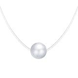 schwebende kette mit perle Eine simple und elegant gearbeitete Halskette Silbercollier für Damen und Mädchen
