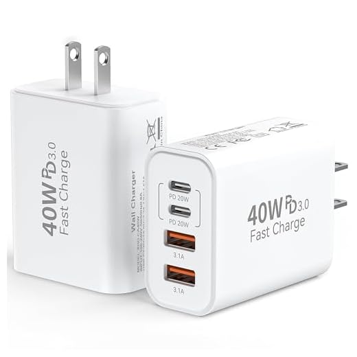 USB C Wall Fast Charger Block, 40W 4-Port Type C Charger Fast Charging Blocks PD Power Charger Adapter+QC 3.0 USB Multiport Charger Brick for iPhone 17/16/15/14/13/12 Pro Max, iPad, Galaxy S25-2Pack