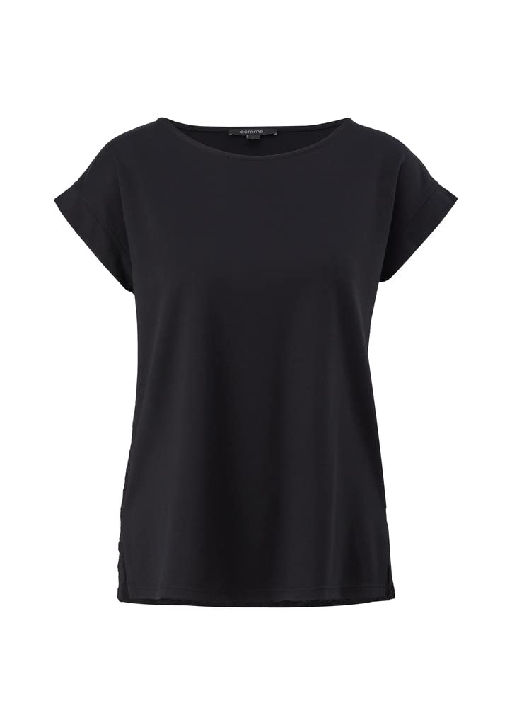 Comma Satinbluse mit Raffung und All-Over-Print