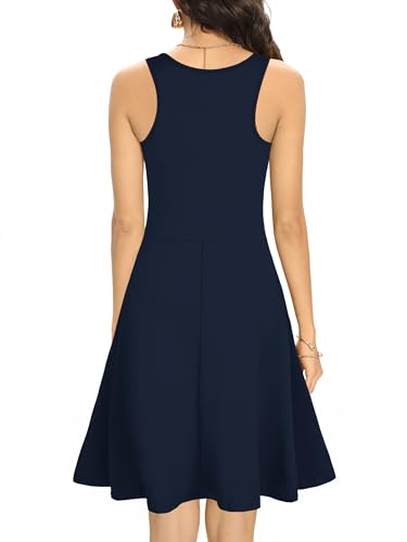 Image of Missufe Women's Sleeveless Racerback Flared Casual Plain Tank Dress