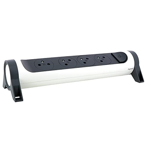 Legrand - Prolunga Multipresa Rotante Con 4 Prese Di Corrente Surface E Interruttore A Cablaggio - Bianco E Grigio Scuro - Senza Cavo - 3