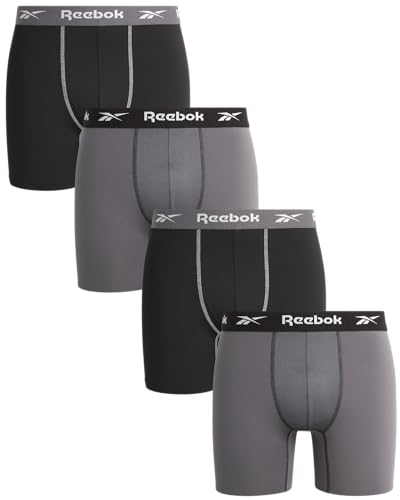 Reebok Men's Underwear - Performance Boxer Briefs with Fly Pouch (4 Pack), Size Large, Black - Main Image