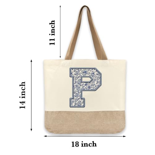 Bolsa Tote de Lona Inicial P Monograma Para Mujer miniatura 5