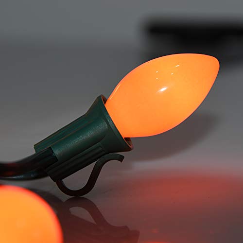 Goothy 25 Pack C7 Halloween Replacement Light Bulbs, Orange Ceramic Christmas Lights For Halloween Outdoor Patio Indoor Xmas String Lights, C7/E12 Candelabra Base, 5 Watt, Orange #TOP3