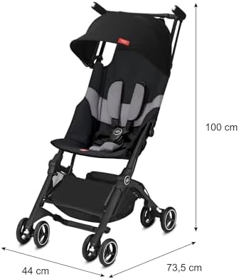 gb Pockit+ All-Terrain, Ultra Compact Lightweight Travel Stroller with Canopy and Reclining Seat in Velvet Black - 2