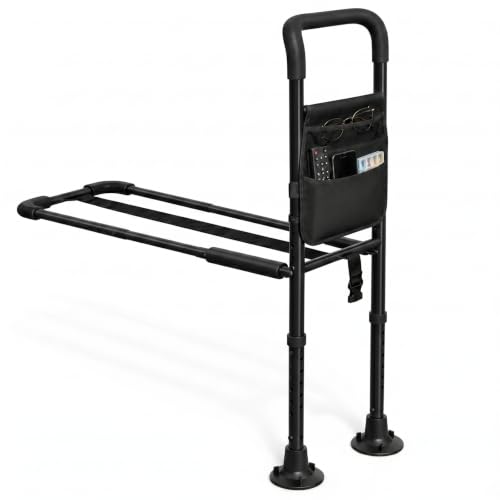 Image of HOMEAL Bed Rails for Elderly Adults Safety - Adjustable Bed Assist Rails for Seniors, Adult Bed Guard Rail with Non-Slip Ergonomic Handle,Storage Pocket & Fixing Strap, 350 Tested (Black, Long)