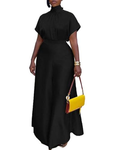 Ptorlio Elegant Women 2 Piece Outfit Satin Wide Leg Pants Short Sleeve Blouses Going Out Set