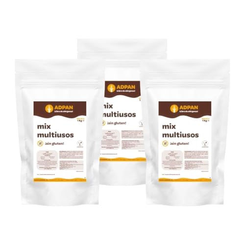 ADPAN – Harina Multiusos Sin Gluten – Preparado para Repostería, Pan, Pizza y cocina diaria – Mix Versátil para Recetas Dulces y Saladas – Apto para Celiacos y Veganos (Pack 3x1kg)