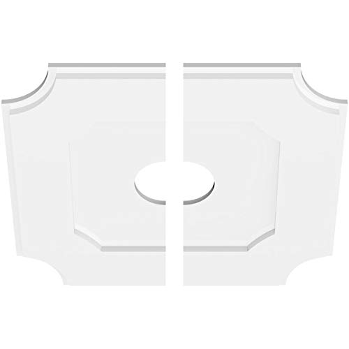 Image of Ekena Millwork CMP20LE2-04000 Locke Architectural Grade PVC Contemporary, Two Piece Urethane Ceiling Medallions 20 inchOD x 4 inchID x 12 inchC x 1 inchP