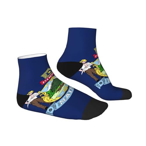 Maine State Flag print Men's Athletic Socks for Sports Outdoor Sports Socks for Men and Women Hiking3