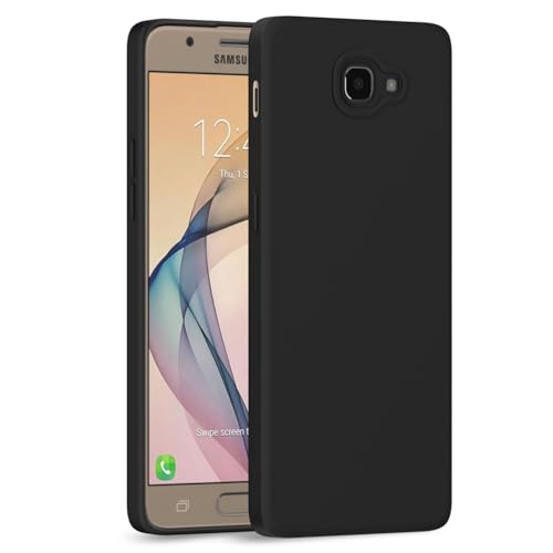 Image of Outlouders Back Cover for Samsung Galaxy J7 Prime | Camera Protection | Durable Soft Matte Silicone Bumper Case (Black)