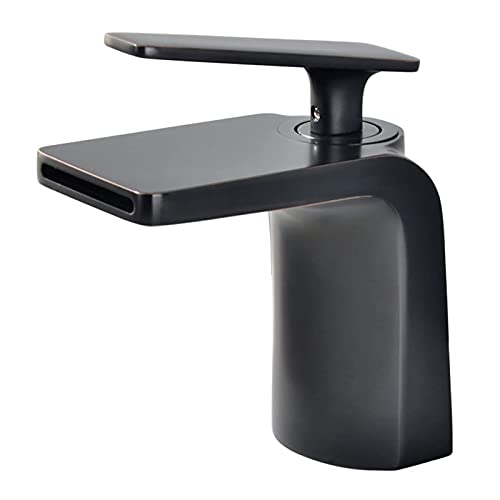 Robinet de lavabo cascade anti éclaboussures en laiton noir pour éliminer les traces d'eau