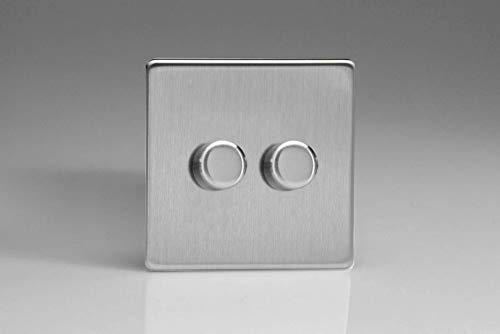 Varilight Brushed Steel screwless, LED dimmer switch  V de Pro Series, 2 velocidades (Single), 1 or 2 Way, 250 W (Trailing Edge) by Varilight