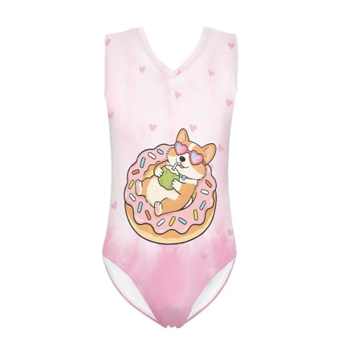 Image of Girls Cartoon Pattern One-Piece Swimsuits Sport Racer Swimwear Beach Bathing Suit, Size 5-14