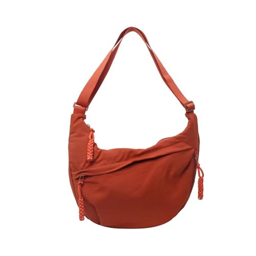 Sac à bandoulière croissant en toile orange pour les essentiels de voyage simples et élégants