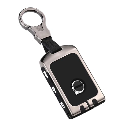 Sucxyor Compatible with Volvo Key Fob Cover Key Fob Case for 2017-2025 2026 XC90 XC60 XC40 S90 V90 S60 V60 Metal Shell & Soft Silicone Protection 4 Buttons (Gray)