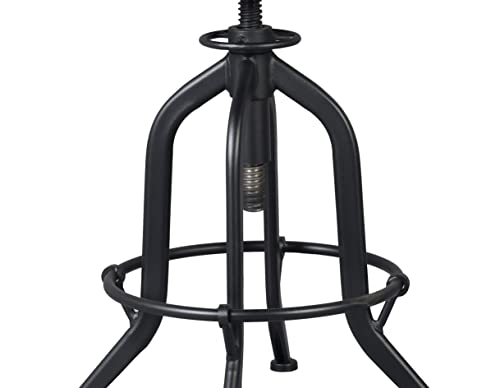 Lokkhan 20.47-24.4 Inch Counter Height Stools,Backless Adjustable Bar Stools Black Metal Round Wood Seat,Rustic Industrial Kitchen Stools Farm Swivel Breakfast Cafe Stool,Set Of 2,Welded #TOP5