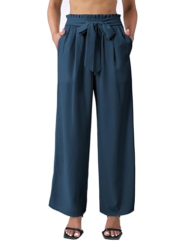 Palazzo Pants for Women Casual, Women's Wide Leg Pants with High Waist Adjustable Knot, Comfy Workwear2