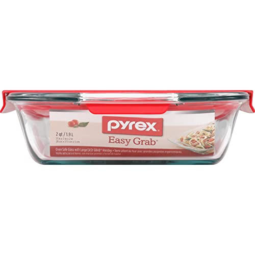 Pyrex Easy Grab 2-Qt Glass Baking Dish With Lid, Tempered Glass Baking Dish With Large Handles, Non-Toxic, Bpa-Free Lid, Dishwashwer, Microwave, Freezer And Pre-Heated Oven Safe #TOP2
