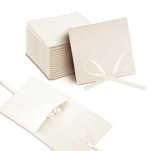 15 PCS Jewelry Packaging Microfiber Jewelry Pouch 8*15.5cm Jewelry Bag Velvet Jewelry Pouches with Strings Beige Bracelet Bags Earring Packaging Bulk Organizer Pouch for Bracelet Necklace (Beige)