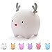 Lámpara de Noche,Luz de Noche Bebé, Lámpara de Mesa,Luz Nocturna Infantil Niños,Luz Quitamiedos Bebé,Luces LED de Noche Forma Ciervo,Lámpara infantil LED multicolor con mando,USB recargable