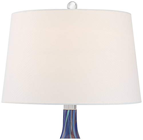 Lámpara de mesa moderna Taylor azul con base de mármol blanco miniatura 3