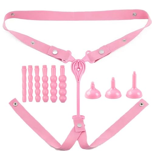 Men's Lightweight Crossdressing Protection Cage Set with 1 Three-Way Elastic Waistband and Multiple Accessories-USRZ4901 (Pink)