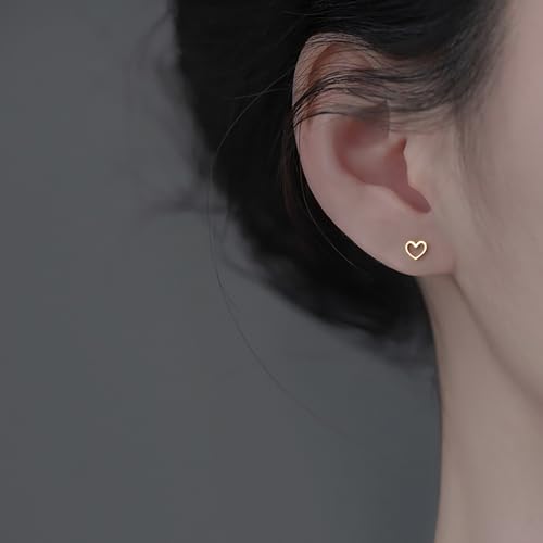 Reffeer Solid 925 Sterling Silver Open Heart Earrings Stud for Women Teen Girls Cute Heart Stud Earrings Hypoallergenic2
