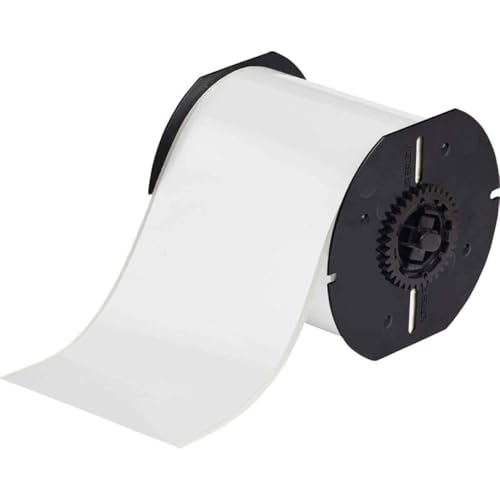 Cinta continua de poliéster autoadhesiva Brady B30C-4000-423 blanca de 150 pies x 4" de ancho