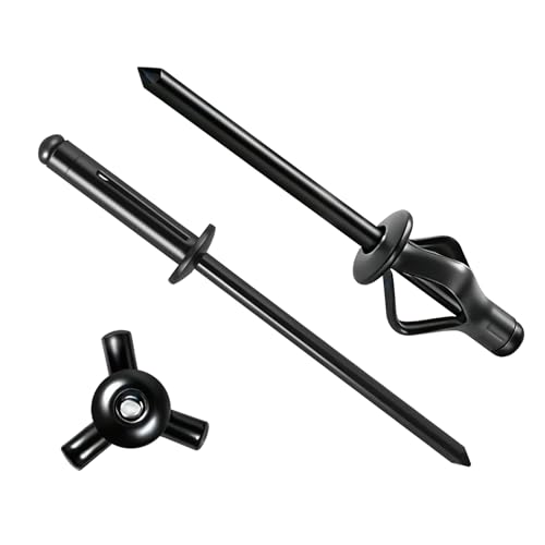 1/8" x 1/2" Tri-Fold Rivets Assortment - 150Pcs,All Black Tri-fold Exploding Pop Rivets Solid Aluminum Tri Grip Rivets Bulb Style Rivets for Kayak Marine Boat