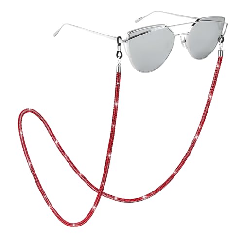 Soleebee Eyeglass Chain for Women, Bling Crystal Rhinestone Glasses Chain, Stylish Sunglass Strap Holder around Neck (Red)