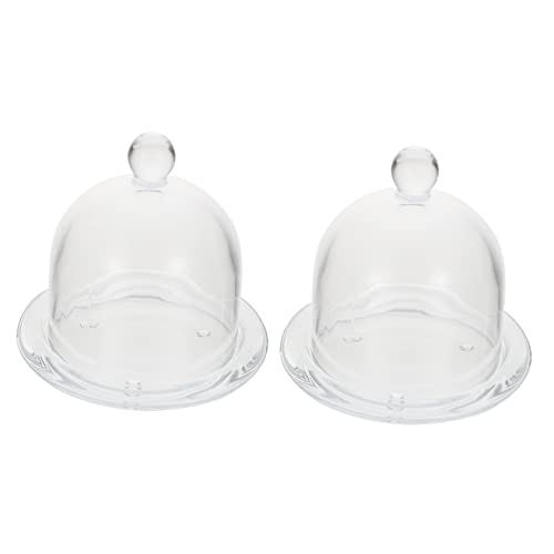 HEMOTON 2pcs Elegant Cake Stand Cover Glass Cake Covers Food Glass Dessert Bread Display for Kitchen