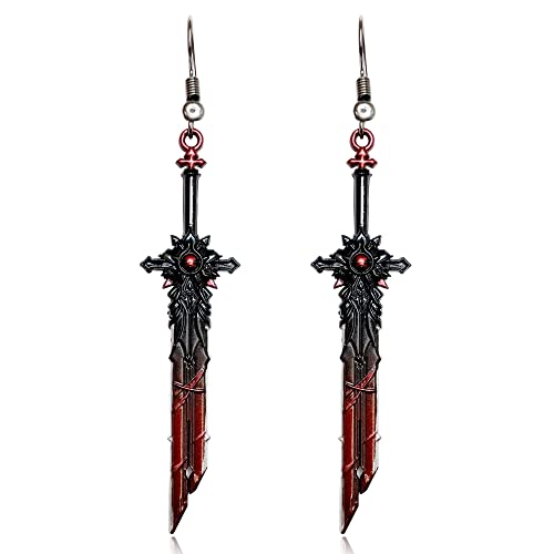 Unique Handmade Punk Retro Gothic Long Dagger Knife Sword Dangle Drop Earrings for Women Men Statement Jewelry Gifts