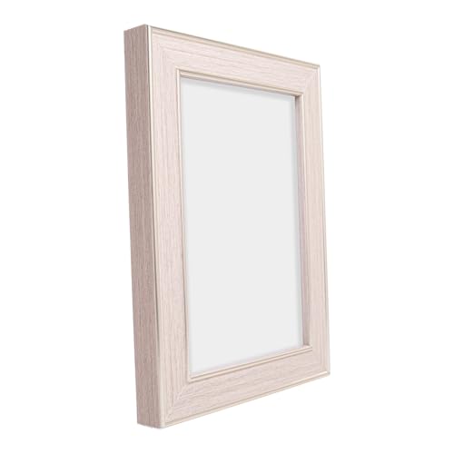 Image of GOLDEN PEACOCK Set of 2 Antique Light Wood Tone 5x7 Inch Photo Frames with Gold Trim | Elegant Wall & Tabletop Picture Frame for Home Decor and Gifting