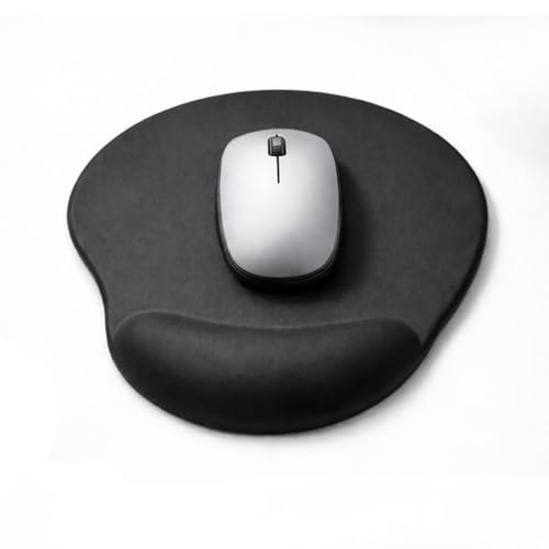 Mouse Pad Ergonômico com Apoio em Gel, 22,5cm x 19cm, Superfície em Tecido Liso, Disponível em Preto