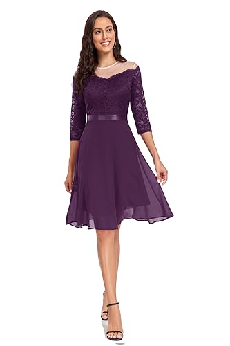 Robe mi-longue taille haute masquant les rondeurs en mousseline et dentelle