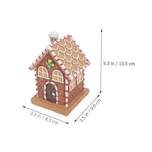 Casa de pan de jengibre miniatura luz LED decoración navideña mesa 3