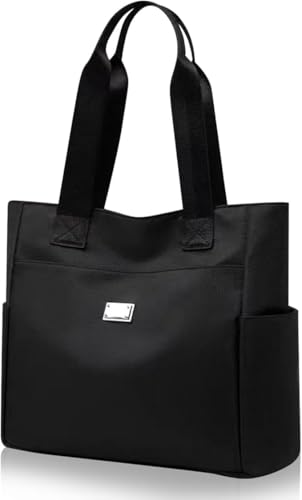 Image of Flygon Nylon Tote Shoulder Bag with Double Handles, Lightweight Waterproof Shoulder Bag, Women's Large Capacity Top Handle Handbags, Nylon Tote Bag for Gym, Work, School[multicolor]