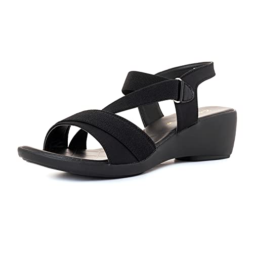 Image of Khadim's Black Wedge Heel Slingback Sandal for Women (5320706)