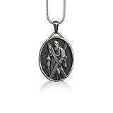 BySilverStone Jewelry - Silver St. Andrew's Cross Oval Necklace, Customizable Men Necklace, Catholic
