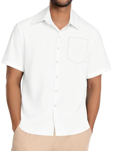 Image of Men Hawaiian Shirt Short Sleeve Summer Beach Button Down Shirts with Pocket